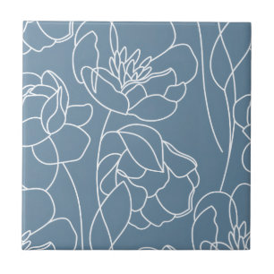 Carreau Fleur sauvage moderne bleu blanc