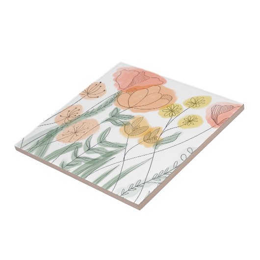 Carreau Fleur sauvage orange (Côté)