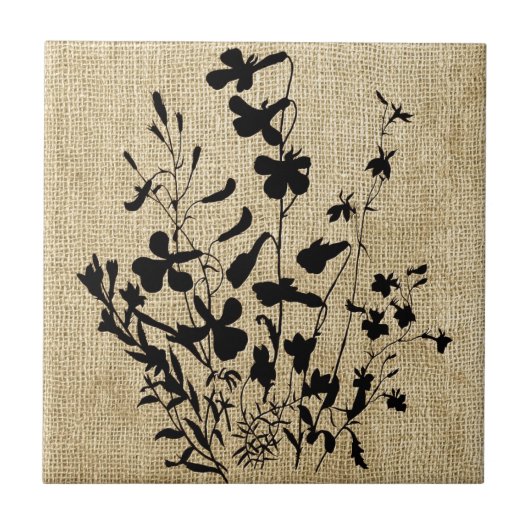 Carreau Fleur sauvage Silhouette Burlap (Devant)