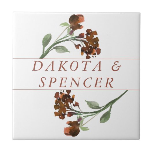 Carreau Fleur sauvage | Terracotta Orange Bohemian Custom (Devant)