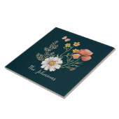 Carreau Fleur sauvage turquoise (Côté)