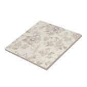Carreau Fleur Simple Élégante Beige Clair (Côté)