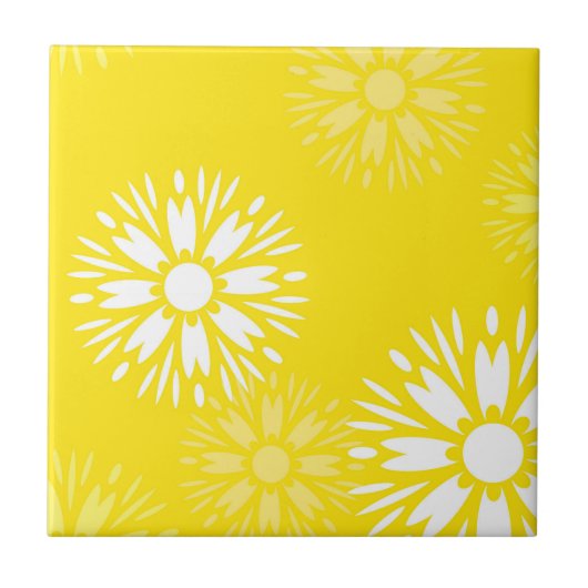 Carreau Fleur super Jaune Fleur Retro Floral (Devant)