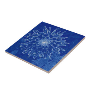 Carreau fleur sur bleu
