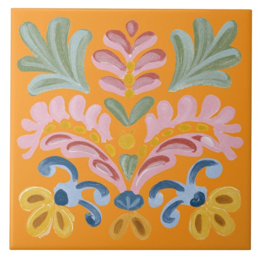 Carreau Fleur Tropicale Orange Unique (Devant)