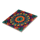 Carreau Fleur turquoise avec centre noir (Côté)
