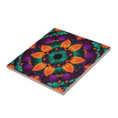 Carreau Fleur turquoise et orange violet (Côté)