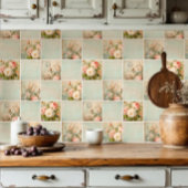 Carreau Fleur Vintage Florale rose et blanc