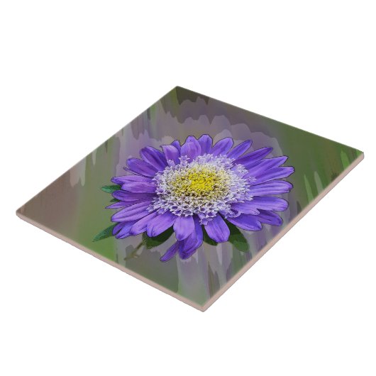 Carreau fleur violette bleue (Côté)