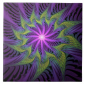 Carreau Fleuron vert violet Art Abstrait fractal moderne (Devant)