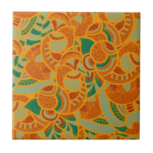 Carreau Fleurs abstraites de couleur orange