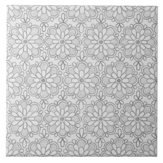 Carreau Fleurs Abstraites Gray Motifs géométriques (Devant)