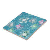 Carreau Fleurs Abstraites sur de beaux tons bleu clair (Côté)