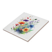 Carreau Fleurs aquarelle orange violet rouge bleu (Côté)