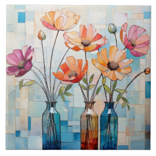 Carreau Fleurs aquarelles décoratives