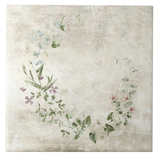 Carreau Fleurs aquarelles rustiques (Devant)