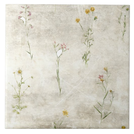 Carreau Fleurs aquarelles rustiques (Devant)