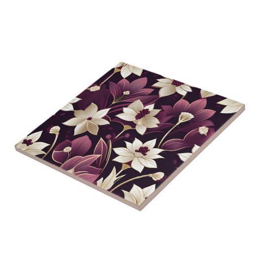 Carreau Fleurs Art déco d'or Bourgogne (Côté)