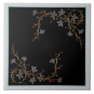 Carreau Fleurs Art Déco sur fond noir