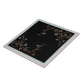 Carreau Fleurs Art Déco sur fond noir (Côté)