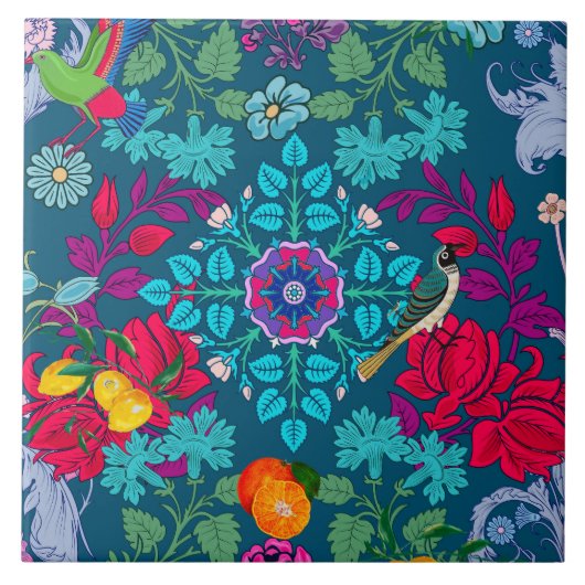 Carreau Fleurs, Art nouveau, style William Morris (Devant)