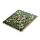 Carreau Fleurs Art Nouveau sur Muted French Pastel Blue (Côté)
