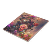 Carreau Fleurs art numérique vapeur rose fuschsia (Côté)