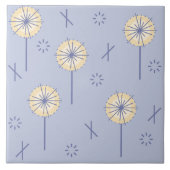 Carreau Fleurs atomiques rétro bleu jaune (Devant)