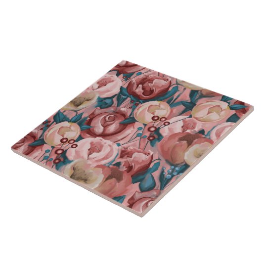 Carreau Fleurs beiges (Côté)