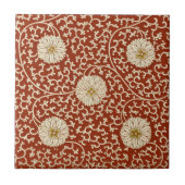 Carreau Fleurs blanches avec Arrière - plan rouge chinois  (Devant)