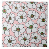 Carreau Fleurs blanches et roses modernes (Devant)