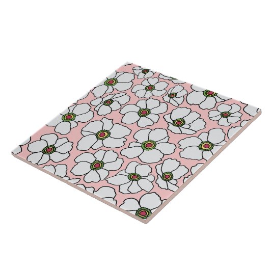 Carreau Fleurs blanches et roses modernes (Côté)