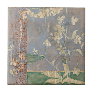 Carreau Fleurs blanches sur l'arrière - plan de papier