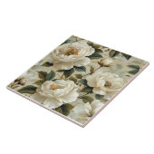 Carreau Fleurs blanches sur un arrière - plan crème. (Côté)