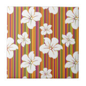 Carreau Fleurs blanches sur un arrière - plan rayé (Devant)