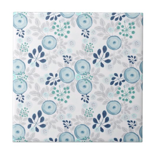 Carreau Fleurs bleu clair (Devant)