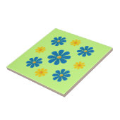 Carreau Fleurs bleu clair printemps et jaune pour la cuisi (Côté)