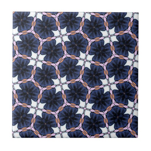 Carreau Fleurs Bleu Minuit (Devant)