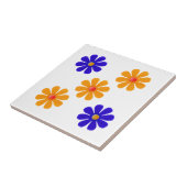 Carreau Fleurs bleu printemps et orange pour la cuisine (Côté)
