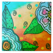 Carreau Fleurs bleues Abstraites (Devant)