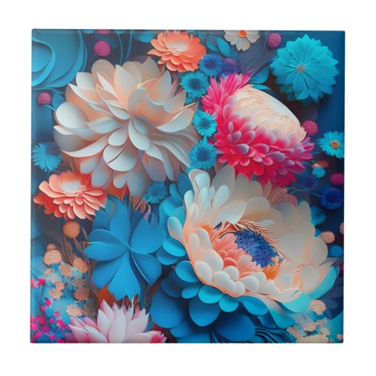 Carreau Fleurs bleues Arrière - plan-1 (Devant)