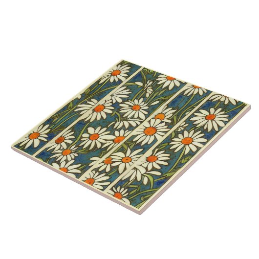 Carreau Fleurs bleues bleues blanches et intemporelles (Côté)