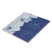 Carreau Fleurs Bleues Élégantes Vow Renouvellement 10 ans (Côté)