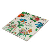 Carreau Fleurs bleues et rouges Motif vintage (Côté)