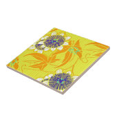 Carreau Fleurs bleues sur Jaune (Côté)