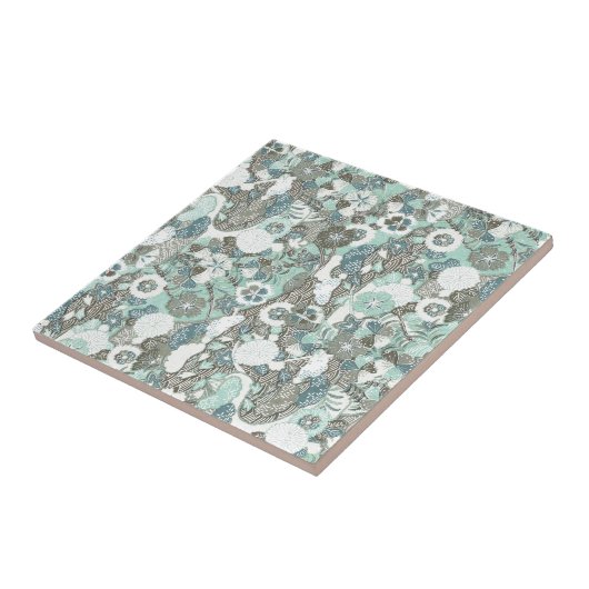 Carreau Fleurs Brown bleues Abstraites (Côté)