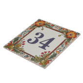 Carreau Fleurs colorées Custom House Numéro Plaque (Côté)