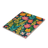 Carreau Fleurs colorées et feuille (Côté)