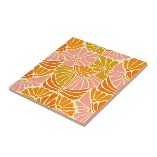 Carreau Fleurs colorées rétro (Côté)