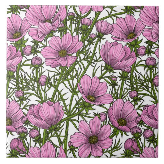 Carreau Fleurs Cosmos roses (Devant)